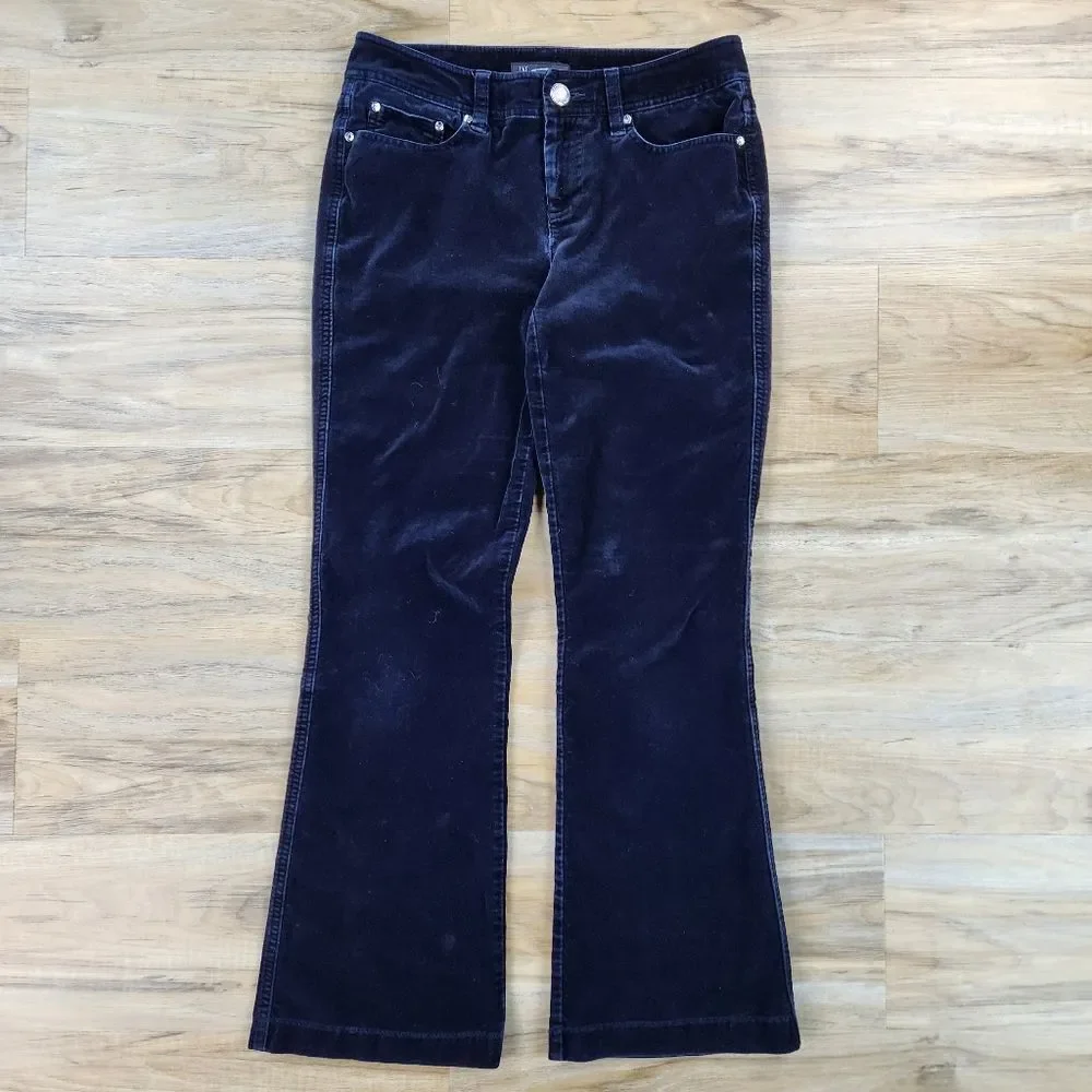 ☔️🔹️INC Bluish Black Velour Luxe Bootcut Pants Size 4/27 - Picture 3 of 13